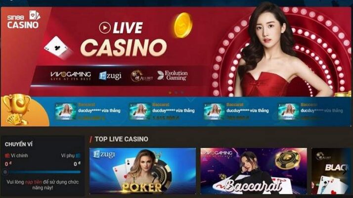 Live Casino - Game bài đổi thưởng Sin88
